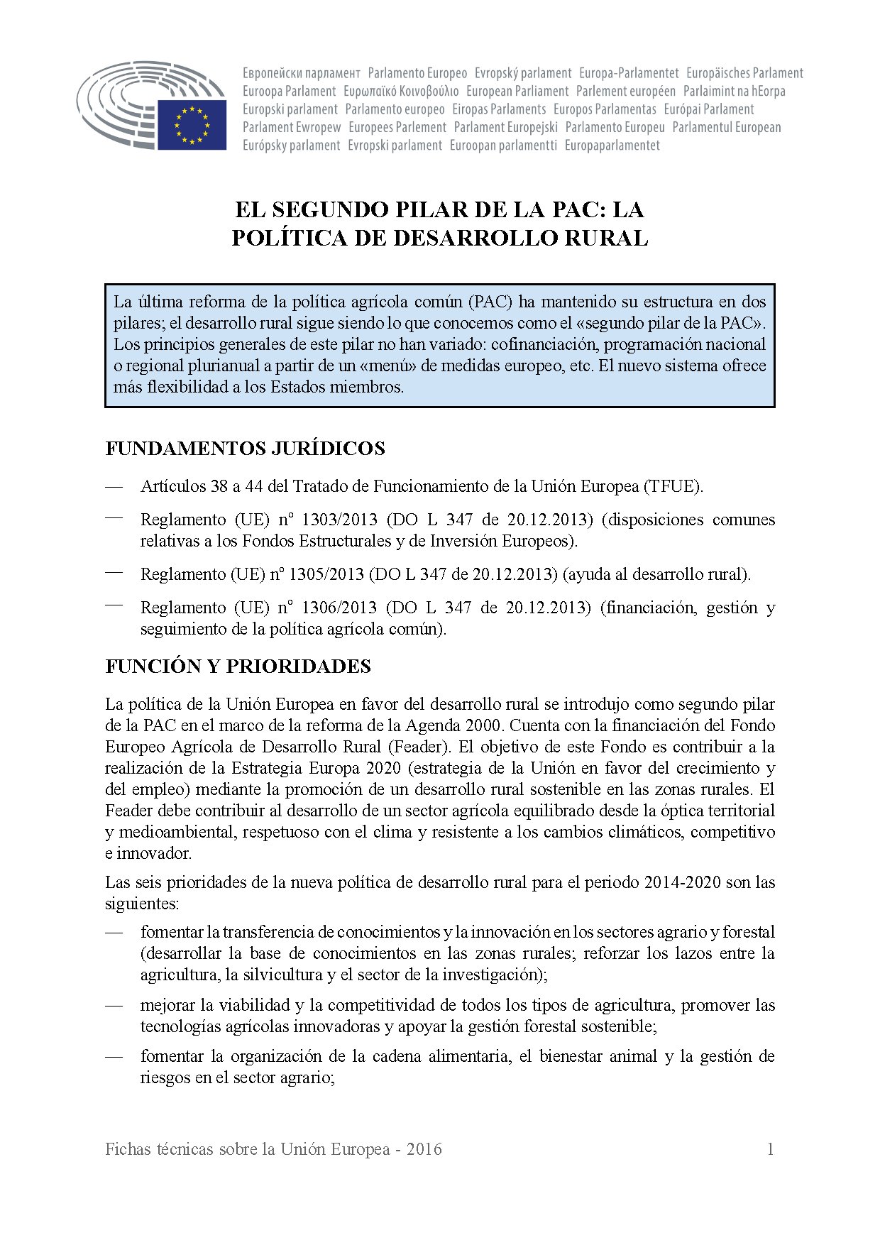 El segundo pilar de la PAC: la política de desarrollo rural